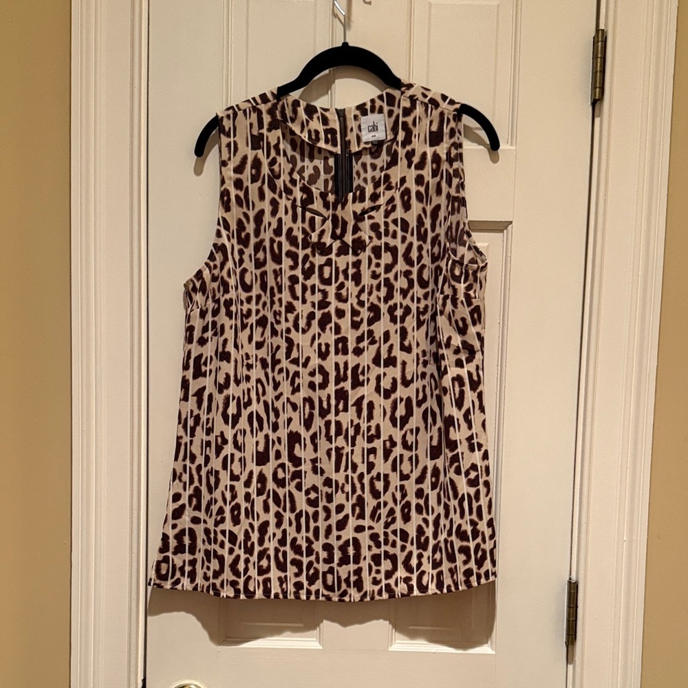 CAbi Animal Print Sleeveless Blouse